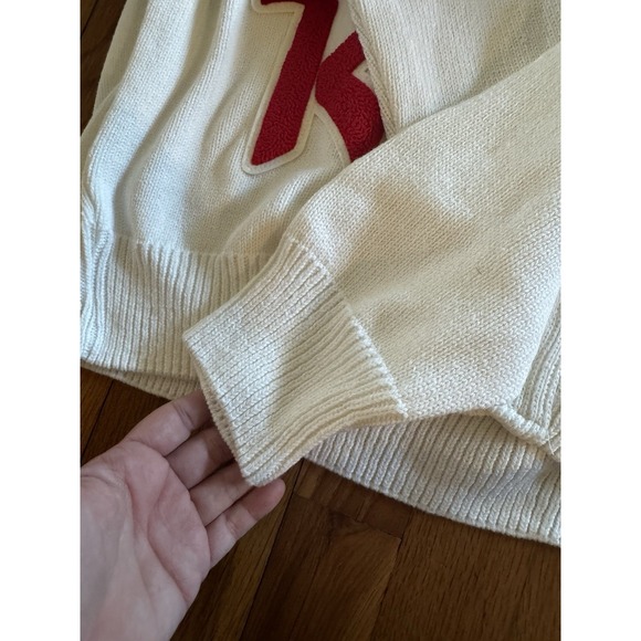 Vintage Men's Ritz Crackers Great Golden Hit Letterman Style White‎ Cardigan L - Picture 10 of 14